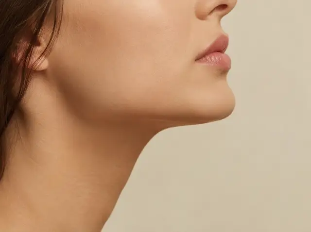 Profile of a woman's jawline and chin